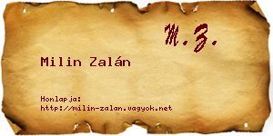 Milin Zalán névjegykártya